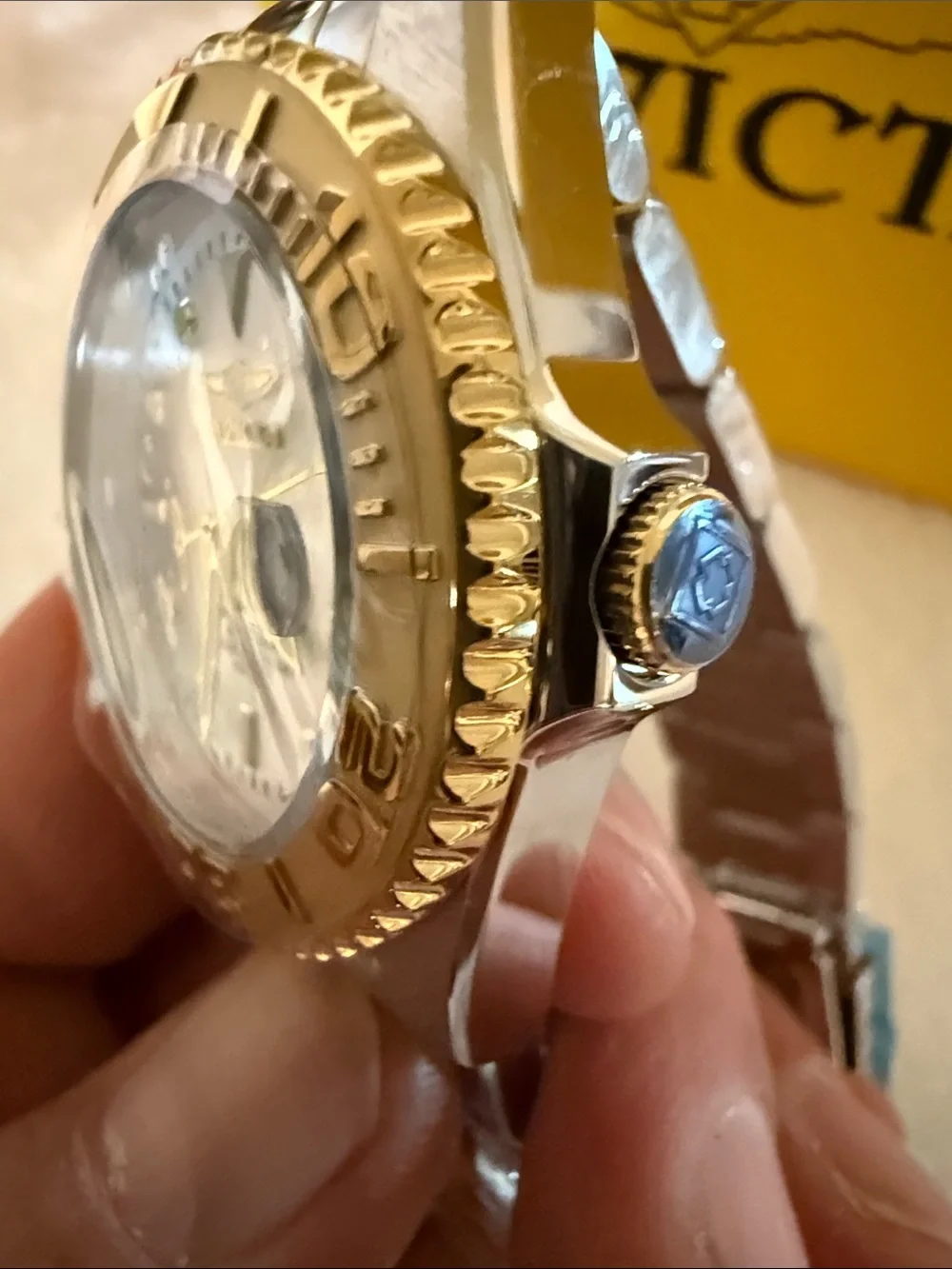 Invicta Two-Tone Gold and Silver Ladies Dive Watch with White Dial